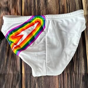 New with Tags Speedo Power flex Eco Solar Swimsuit Rainbow Brights White Size 26